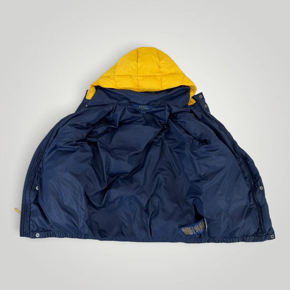 Polo Ralph Lauren Kids Navy Yellow Colorblock Down Puffer Jacket Size 5